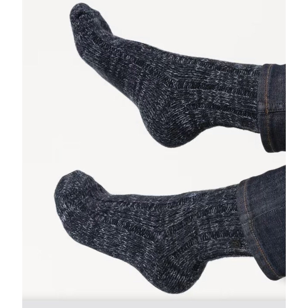 Birkenstock Cotton Twist Ribbed Crew Socks Womens L8-L10 Blue Made in Turkey NWT